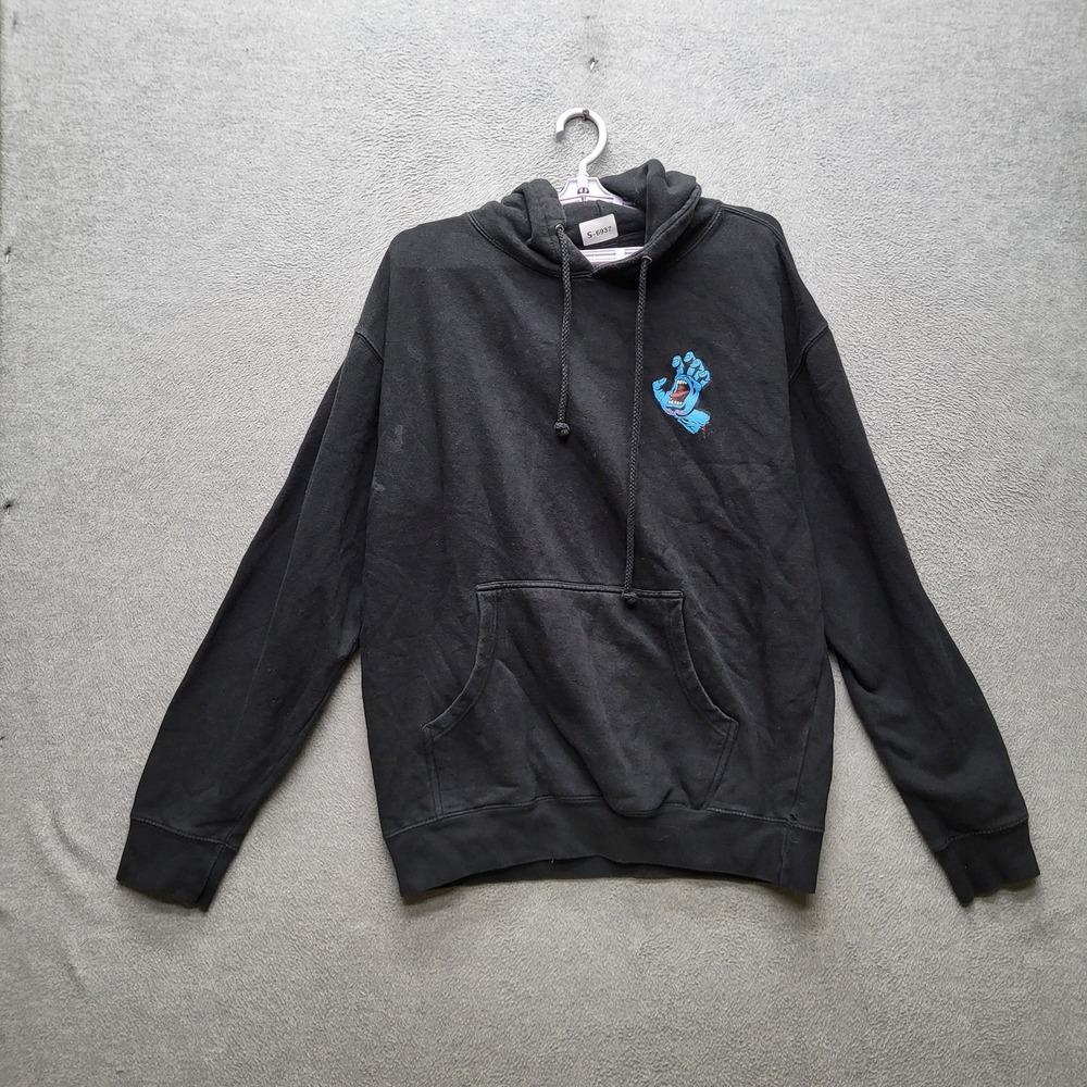 Santa Cruz Men Hoodie M Black Graphic Print Fleece Screaming Hand Long